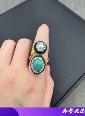 新款原创镶嵌天然天河石戒指时尚