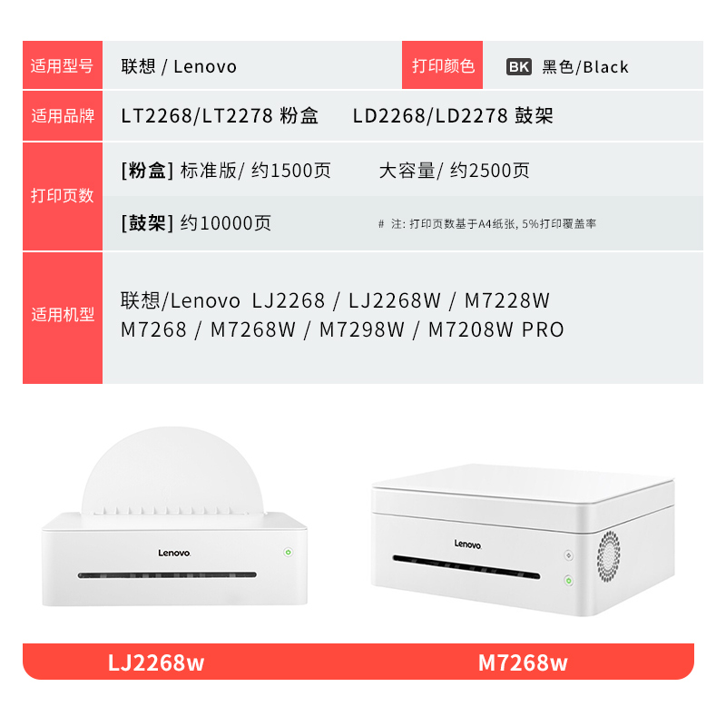 巨威适用联想M7268w硒鼓LT2268 M7298W lj2268w粉盒m7228 M7208w pro M7288小新打印机墨盒LD/LT2278晒鼓墨粉 - 图3