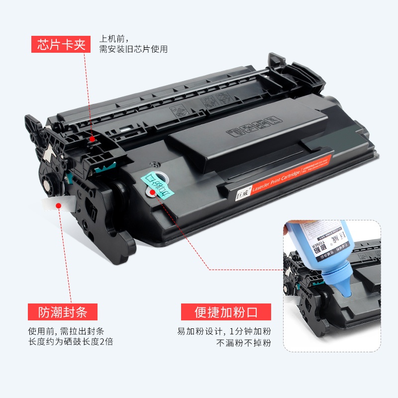 【带芯片】适用惠普E50145dn硒鼓E52645dn打印机墨盒W9008MC硒鼓HP LaserJet Managed MFP E52645C一体机粉盒 - 图1