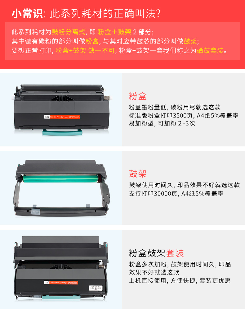 巨威适用利盟X463碳粉盒Lexmark X264 X363 X364墨粉盒XS463DE X464DE X466DE X466DTE X466DWE X463A11G硒鼓 - 图3