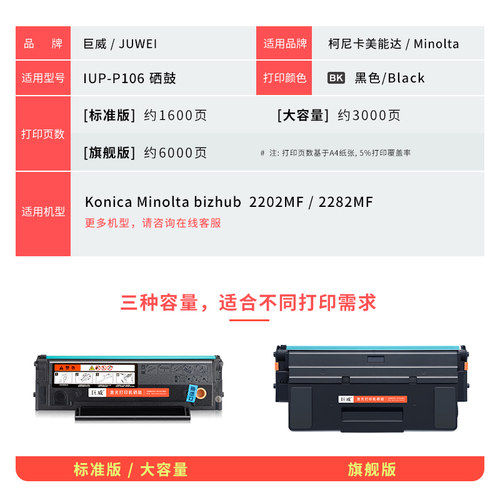 适用柯尼卡美能达2202MF 2282MF硒鼓Konica Minolta bizhub 2202MF墨盒2282MF碳粉盒IUP-P106 IUP-P206墨粉盒-图3