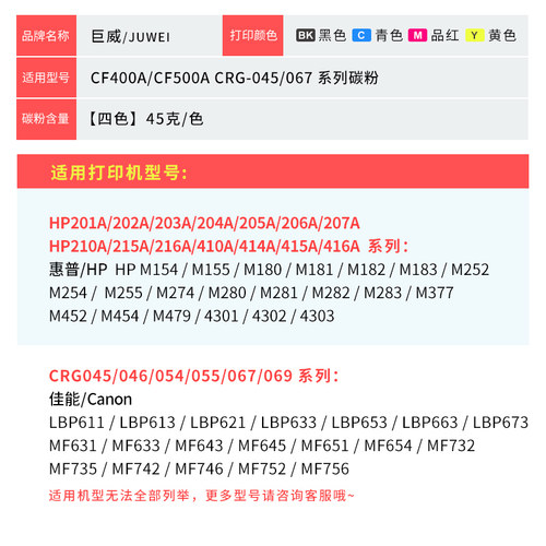 适用佳能054碳粉LBP621Cw LBP623Cdn/Cdw彩色打印机MF641Cw MF642Cw/Cdw MF643Cdw MF645Cx CRG054四色墨粉 - 图3
