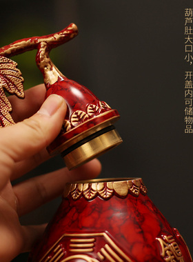 黄铜四大神兽葫芦开口空心挂件