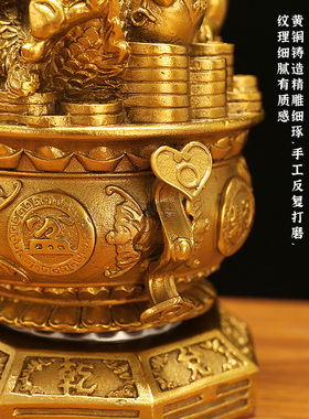 黄铜三合局聚宝盆摆件客厅吉祥物
