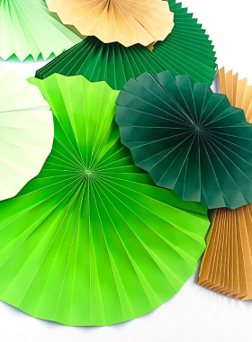 卡纸美化环境小清新中式绿色折扇