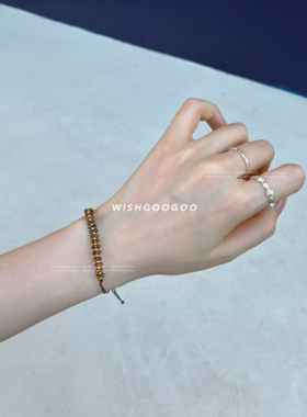 WISHGOOGOO虎眼石细串珠手链女ins韩系小众设计日常叠戴金珠手串