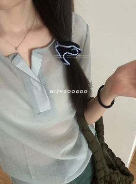 WISHGOOGOO韩版条纹花边小发圈女ins木耳边冰丝日常扎头发绳发饰