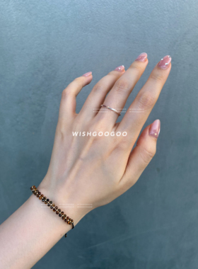 WISHGOOGOO扭转细款戒指女ins韩系925纯银简约百搭通勤素圈开口戒