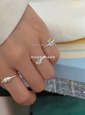 WISHGOOGOO水果尾戒小梨苹果戒指女925纯银韩国ins简约可爱开口戒