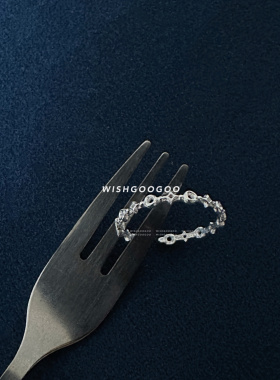 WISHGOOGOO细款迷你星芒戒指女镂空几何星星小圆圈排列日常叠戴戒