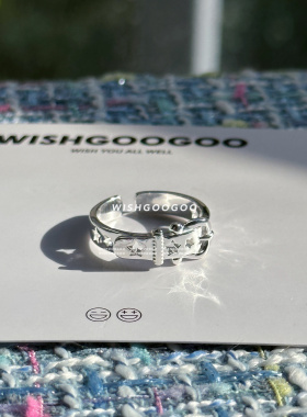 WISHGOOGOO星星皮带戒指女ins韩国小众设计925纯银五角星开口指环
