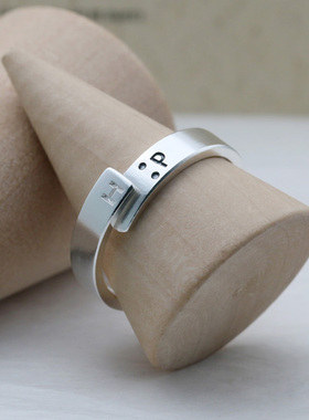 原创定做999足银情侣图案戒指