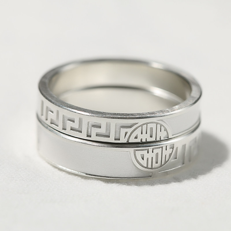 国风喜字情侣戒指999纯银手工对戒定情信物送女友结婚纪念日礼物