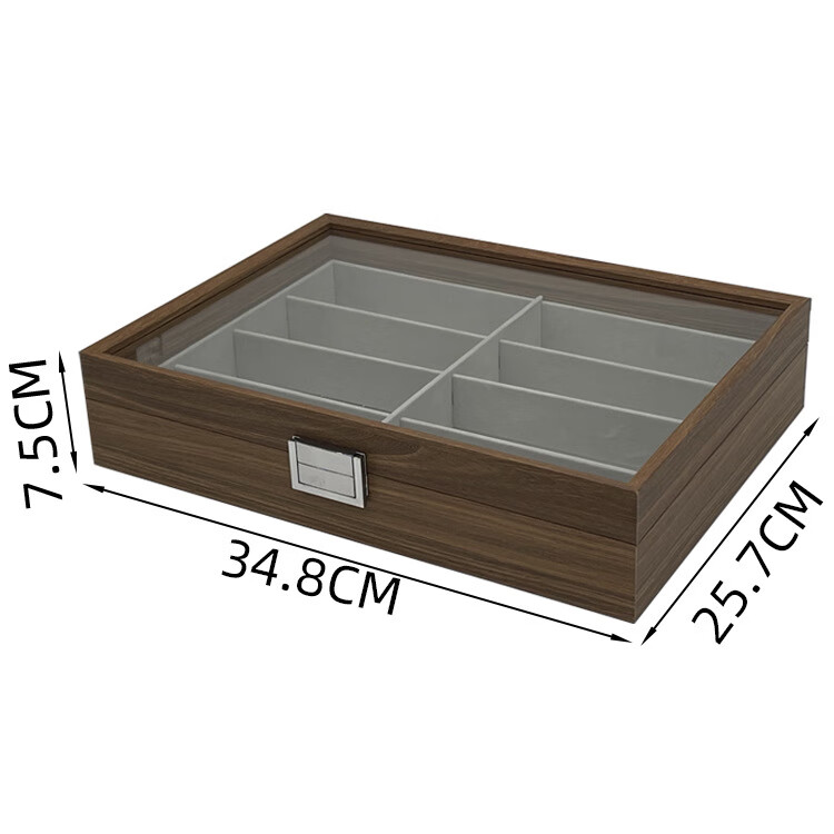 多格眼镜收纳盒胡桃木纹展示盒太阳镜墨镜收藏盒首饰盒文玩手串盒-图3
