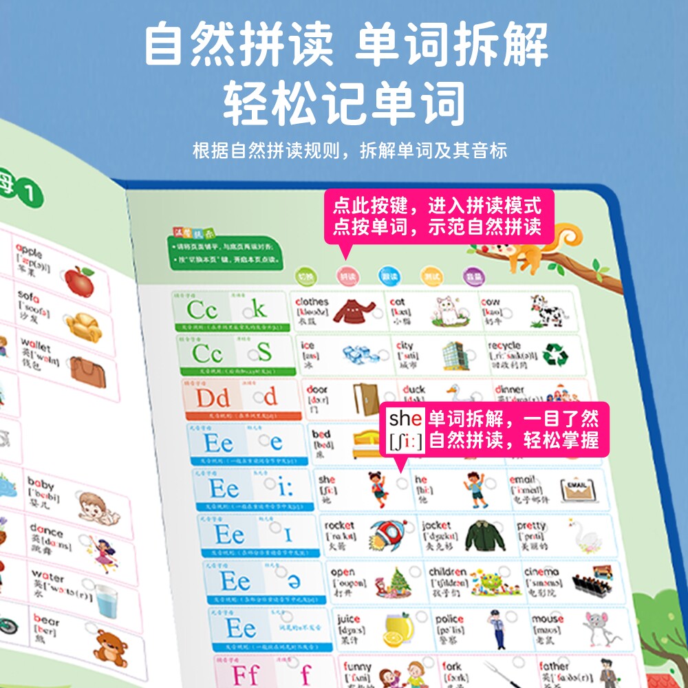 会说话的英语发音和自然拼读发声48个国际音标26个英文字母表神器