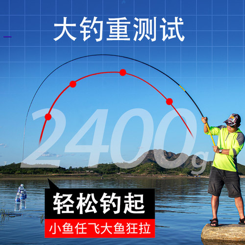 蝉煌6h19调台钓竿超硬轻量碳素大物鱼杆2米7罗非鱼竿手竿黑坑套装 - 图2