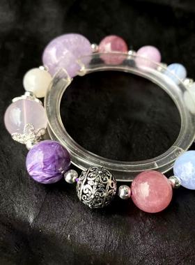 天然紫色系水晶手链多宝