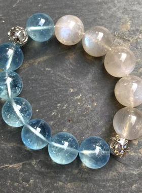 承包愿望天然海蓝宝月光石手链