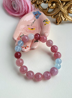 恋人天然粉晶手链稳定甜蜜