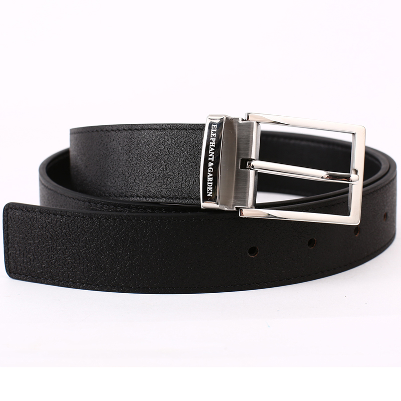 大象花园男式腰带男皮带男士针扣男款真皮裤带高档牛皮黑色商务 - 图0