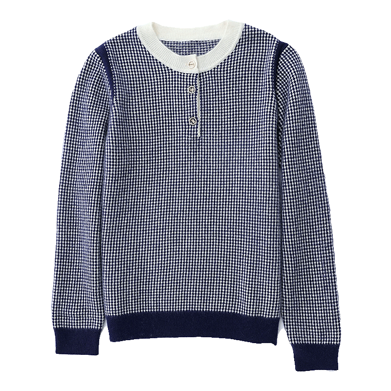 mulee /慕立秋冬套头千鸟格针织衫 慕立毛衣