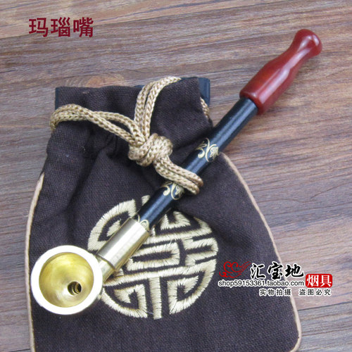 手工老式烟斗旱烟袋锅子玉石玛瑙烟嘴旱烟杆复古老人烟袋锅 大锅 - 图0