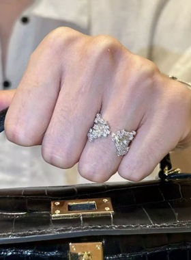 闪钻戒指女轻奢小众高级感宫廷风独特叠戴食指戒开口指环简约