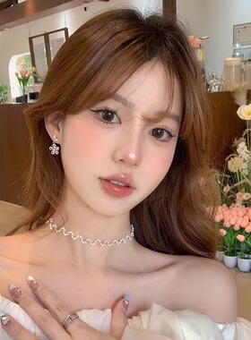 超闪锆石蝴蝶花朵耳钉女小众设计感高级轻奢耳环小清新甜美耳饰