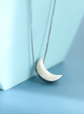 日韩简约s925纯银饰品女月亮吊坠