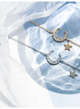 小张的故事S925纯银月亮星星项链