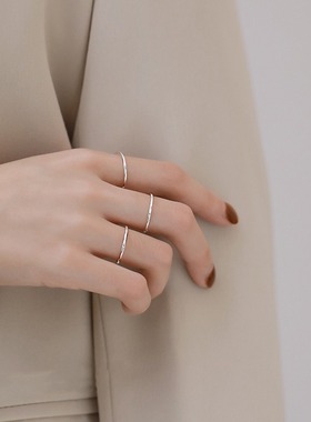 小张的故事S925银戒指女小众设计简约冷淡素细圈尾戒小指时尚个性