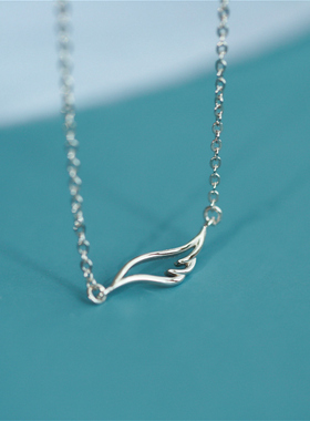 日韩简约森系s925纯银女翅膀项链