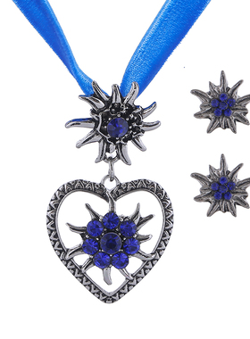 欧美啤酒节雪绒花项链女爱心吊坠