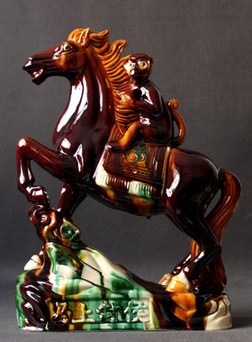 唐三彩旺财商务风吉祥物陶瓷马