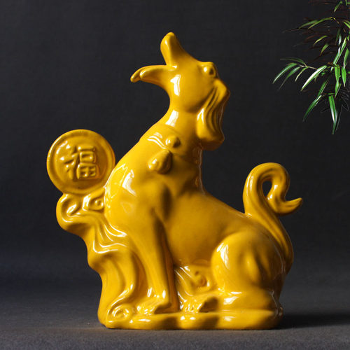 陶瓷狗摆件生肖狗摆设家居客厅装饰品工艺品黄狗送礼物唐三彩狗 - 图2