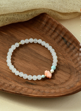 原创新款和田玉圆珠女款文艺手链