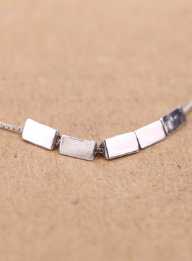 日韩风纯银立方体百搭盒子链