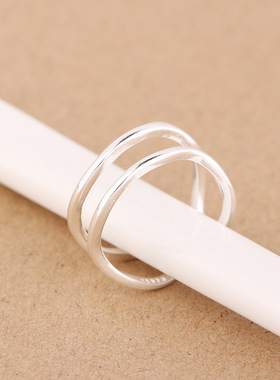 韩版开口纯银波浪线条指环尾戒