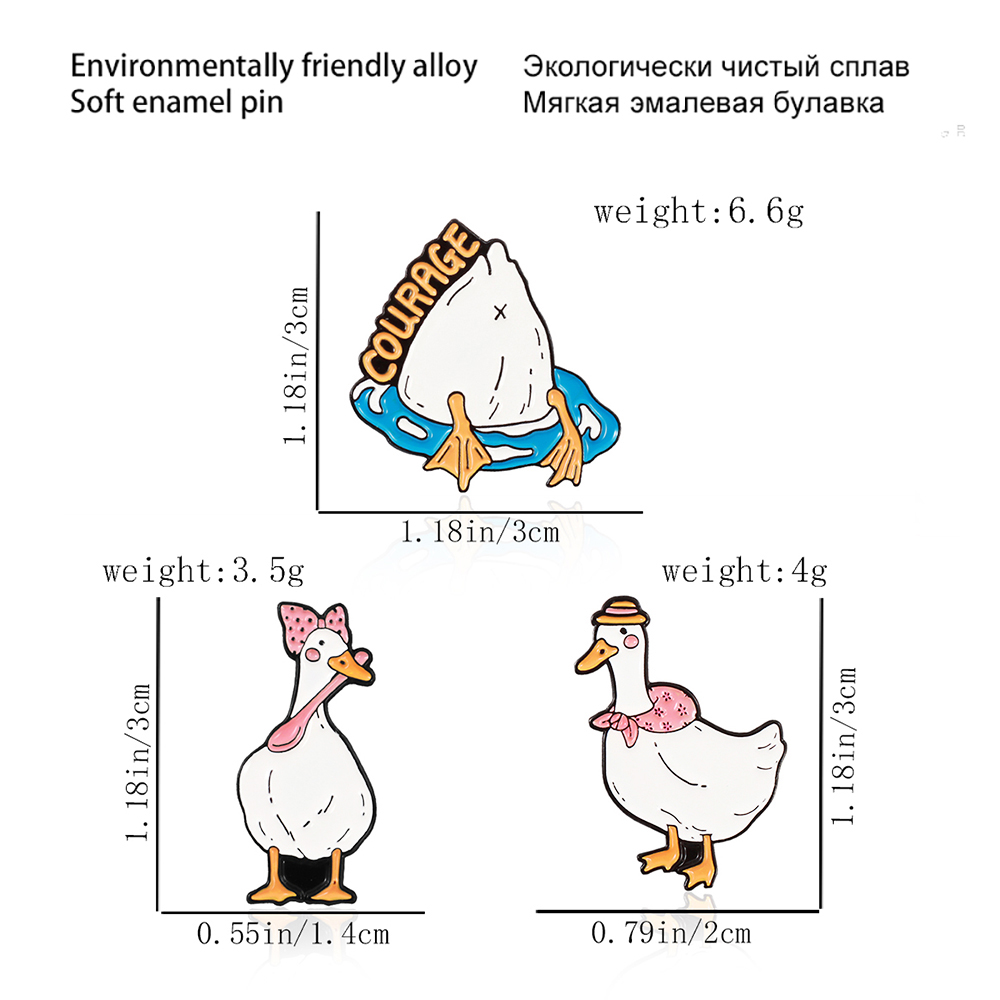 新款鸭子戏水戴围脖嘴刁勺子饰品胸针个性时尚创意百搭动物别针 - 图0