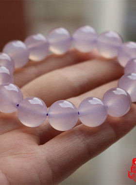 原色冰种通透紫罗兰玉髓玛瑙手串