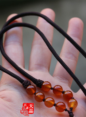 冰彩蜜糖色玉髓玛瑙挂绳毛衣链