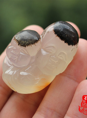 原色海洋玉髓手把件玛瑙送礼吊坠