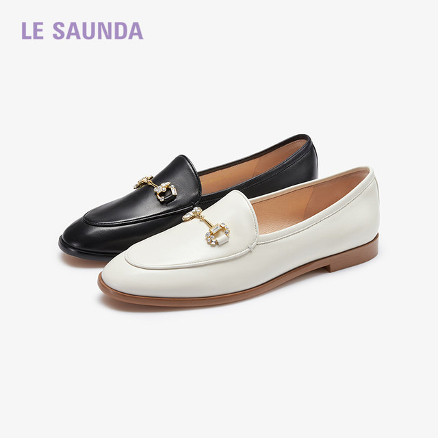 Laersdan fashionable diamond buckle low heel loafers for women