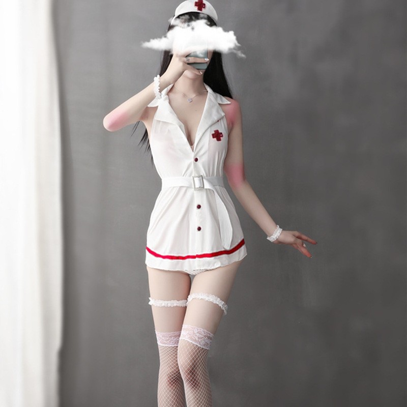 80-160斤大码胖M性感小护士制服套装内衣黑白cosplay角色扮演服装-图1