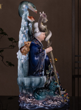 铁刹山汉白玉黑奶奶神像供奉摆件
