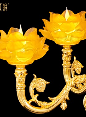 精铸宫廷莲花LED长明酥油灯摆件