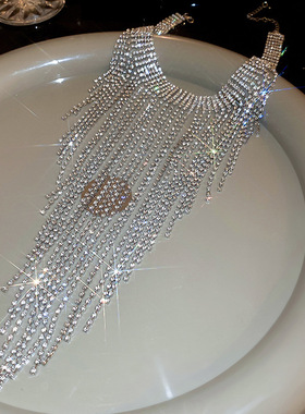 人之初曲梦唐嫣同款发箍复古风流苏几何重工高级感镶钻锁骨链颈链