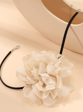 人之初吴飞飞马思纯同款项链复古立体花朵系带颈链时尚甜美锁骨链