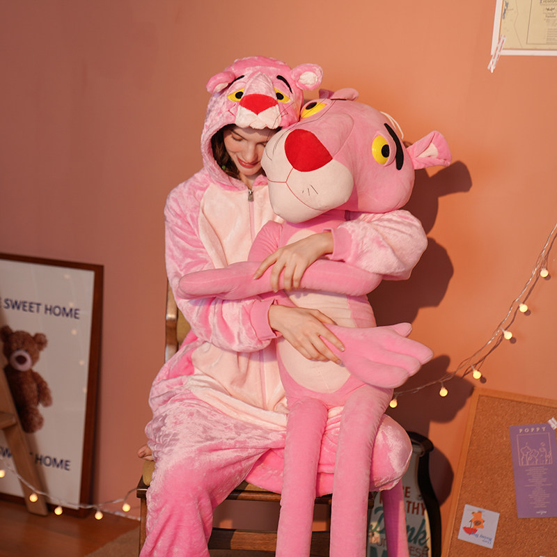 粉红豹连体冬季男女情侣恐龙秋睡衣 浅尚玫瑰睡衣/家居服套装