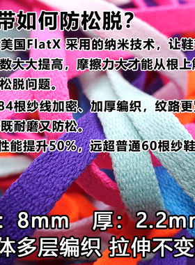 FlatX原装AJ1扣碎篮板8mm扁鞋带